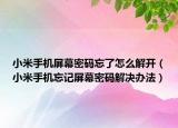 小米手机屏幕密码忘了怎么解开（小米手机忘记屏幕密码解决办法）