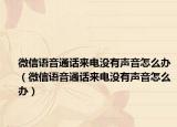 微信语音通话来电没有声音怎么办（微信语音通话来电没有声音怎么办）