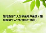 如何查询个人公积金账户金额（如何查询个人公积金账户余额）