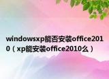 windowsxp能否安装office2010（xp能安装office2010么）