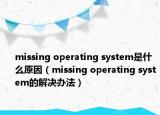missing operating system是什么原因（missing operating system的解决办法）