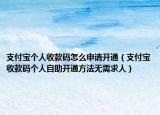 支付宝个人收款码怎么申请开通（支付宝收款码个人自助开通方法无需求人）