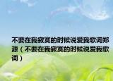 不要在我寂寞的时候说爱我歌词郑源（不要在我寂寞的时候说爱我歌词）