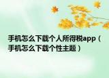 手机怎么下载个人所得税app（手机怎么下载个性主题）