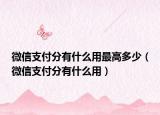 微信支付分有什么用最高多少（微信支付分有什么用）
