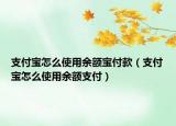 支付宝怎么使用余额宝付款（支付宝怎么使用余额支付）