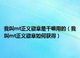 我叫mt正义徽章是干嘛用的（我叫mt正义徽章如何获得）