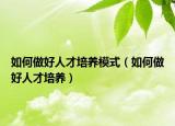 如何做好人才培养模式（如何做好人才培养）
