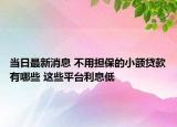 当日最新消息 不用担保的小额贷款有哪些 这些平台利息低