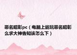 恶名昭彰pc（电脑上能玩恶名昭彰么求大神告知该怎么下）