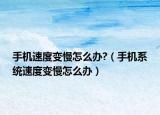 手机速度变慢怎么办?（手机系统速度变慢怎么办）