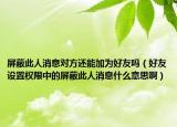 屏蔽此人消息对方还能加为好友吗（好友设置权限中的屏蔽此人消息什么意思啊）