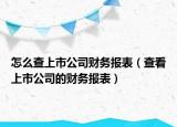 怎么查上市公司财务报表（查看上市公司的财务报表）