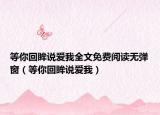 等你回眸说爱我全文免费阅读无弹窗（等你回眸说爱我）