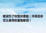 歌词为了你受尽委屈（许茹芸你怎么舍得伤害我歌词）