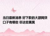 当日最新消息 好下款的大额网贷口子有哪些 非这些莫属