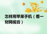 怎样用苹果手机（看一财网视音）