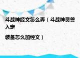 斗战神经文怎么弄（斗战神灵兽入定|装备怎么加经文）