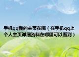 手机qq我的主页在哪（在手机qq上个人主页详细资料在哪里可以看到）