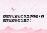 微信忘记密码怎么登录微信（微信忘记密码怎么登录）