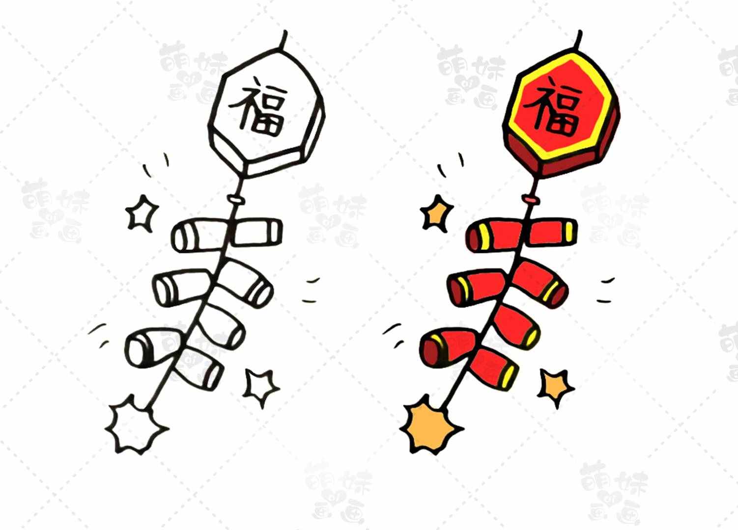 春节元素简笔画合集，简单又漂亮，家长可收藏备用