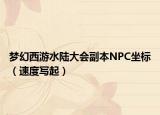 梦幻西游水陆大会副本NPC坐标（速度写起）