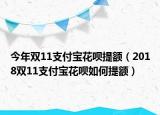 今年双11支付宝花呗提额（2018双11支付宝花呗如何提额）