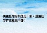 班主任如何挑选班干部（班主任怎样选择班干部）