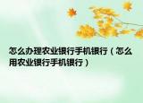 怎么办理农业银行手机银行（怎么用农业银行手机银行）