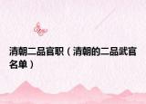 清朝二品官职（清朝的二品武官名单）