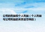 公司的利益和个人利益（个人利益与公司利益的关系是怎样的）