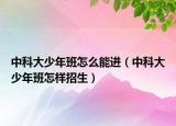 中科大少年班怎么能进（中科大少年班怎样招生）