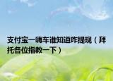 支付宝一嗨车谁知道咋提现（拜托各位指教一下）