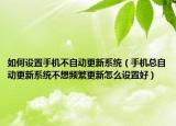 如何设置手机不自动更新系统（手机总自动更新系统不想频繁更新怎么设置好）