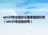win10专业版好还是家庭版好用（win10专业版好吗）