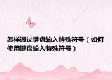 怎样通过键盘输入特殊符号（如何使用键盘输入特殊符号）