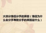 大部分情侣分手的原因（情侣为什么会分手导致分手的原因是什么）