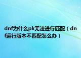 dnf为什么pk无法进行匹配（dnf运行版本不匹配怎么办）