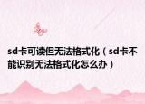 sd卡可读但无法格式化（sd卡不能识别无法格式化怎么办）