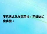 手机格式化在哪里找（手机格式化步骤）