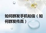 如何群发手机短信（如何群发传真）