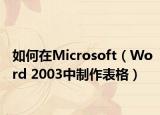 如何在Microsoft（Word 2003中制作表格）