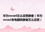 华为nova4怎么设置静音（华为nova3来电翻转静音怎么设置）