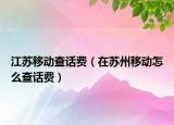 江苏移动查话费（在苏州移动怎么查话费）