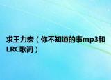 求王力宏（你不知道的事mp3和LRC歌词）