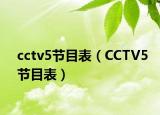 cctv5节目表（CCTV5节目表）
