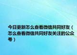 今日更新怎么查看微信共同好友（怎么查看微信共同好友关注的公众号）