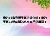 华为b3青春版手环功能介绍（华为手环B3运动版怎么点亮手环屏幕）
