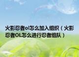 火影忍者ol怎么加入组织（火影忍者OL怎么进行忍者组队）