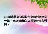 excel表格怎么调整行高和列宽全文一致（excel表格怎么调整行高和列宽）